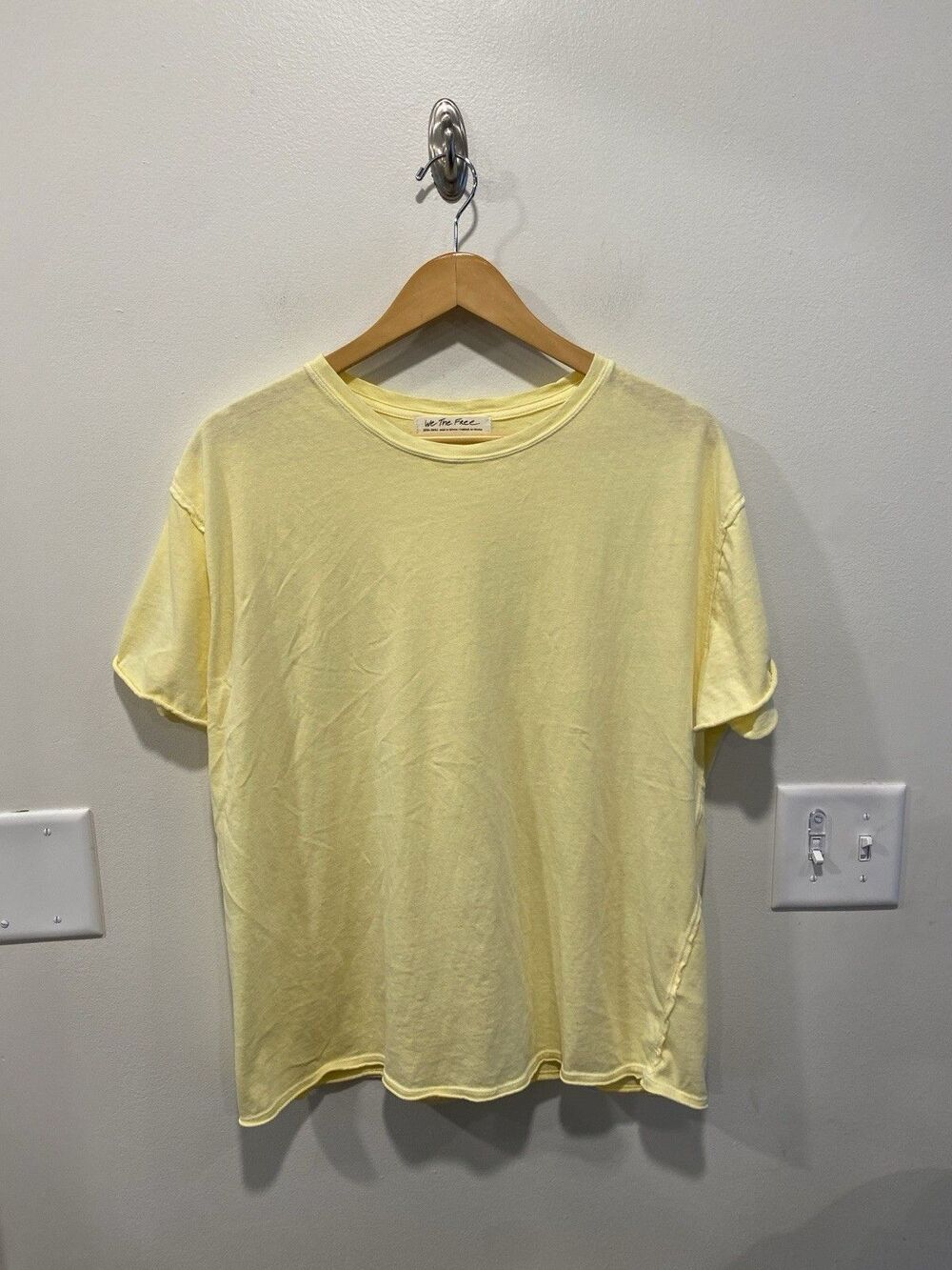 We The Free Womens Oversized Tee Size XS Butter Yellow Boho 100% Cotton Soft